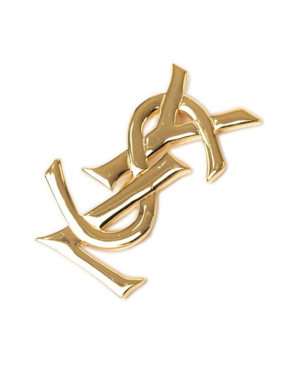 Saint Laurent YSL Logo Brooch Gold Plated